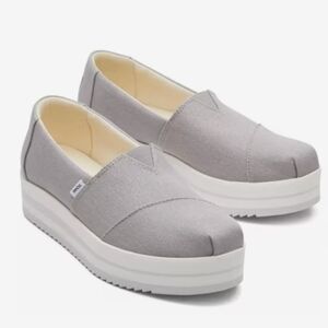 Toms Alp Midform Drizzle-Grey Canvas Platform Slip-Ons